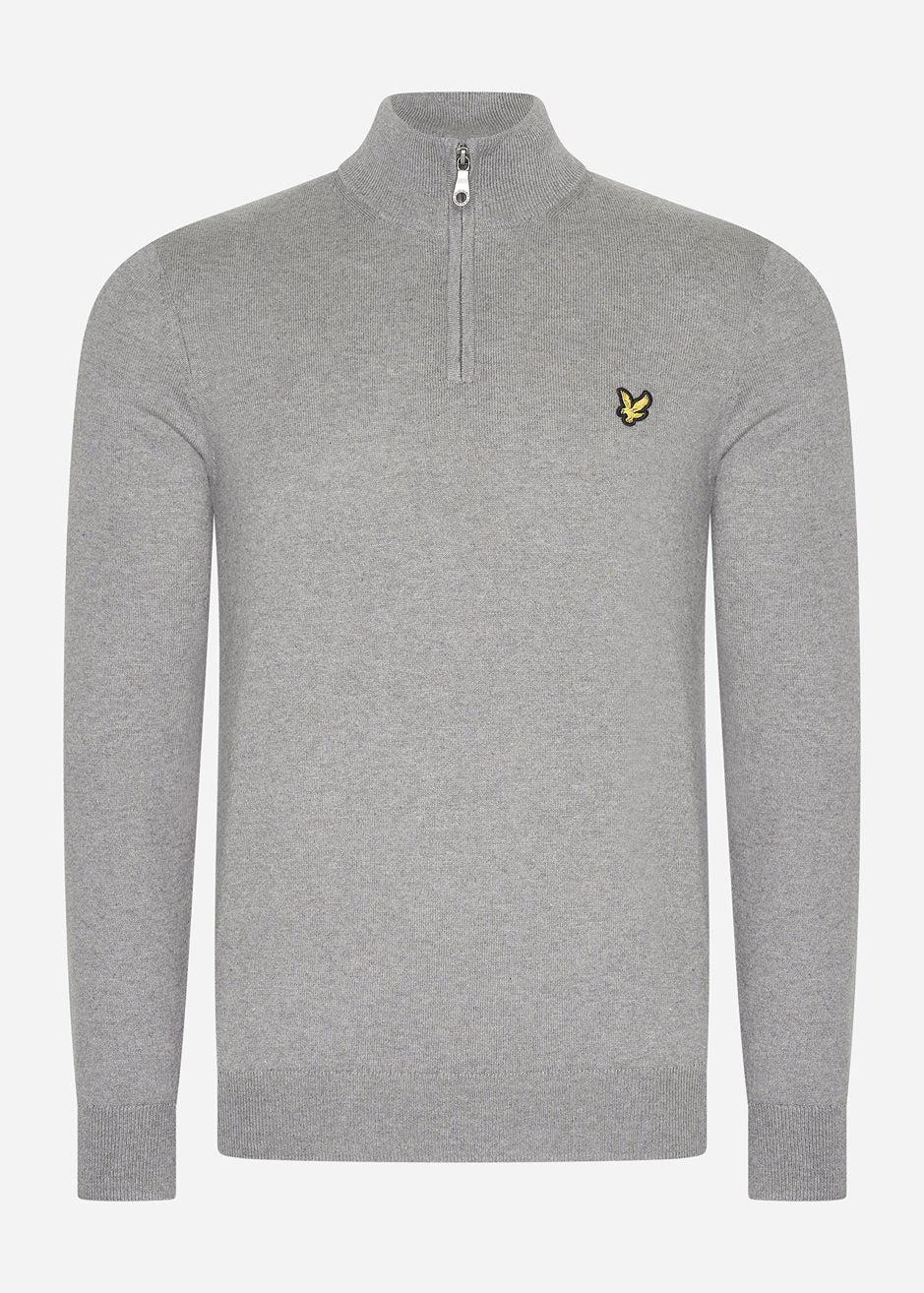 Lyle & Scott Truien Bundle cotton merino quarter zip jumper - jet black - dark navy - mid grey marl