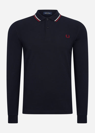 Fred Perry Longsleeve Polo's  LS twin tipped shirt - navy snow white burnt red 