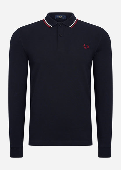 Fred Perry Longsleeve Polo's  LS twin tipped shirt - navy snow white burnt red 