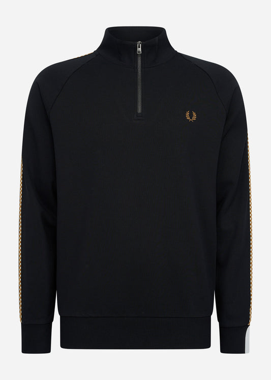 Fred Perry Truien  Chequerboard tape half zip sweat - black 