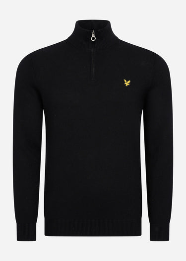 Lyle & Scott Truien Bundle cotton merino quarter zip jumper - jet black - dark navy - mid grey marl