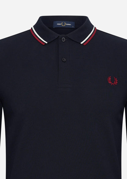 Fred Perry Longsleeve Polo's  LS twin tipped shirt - navy snow white burnt red 