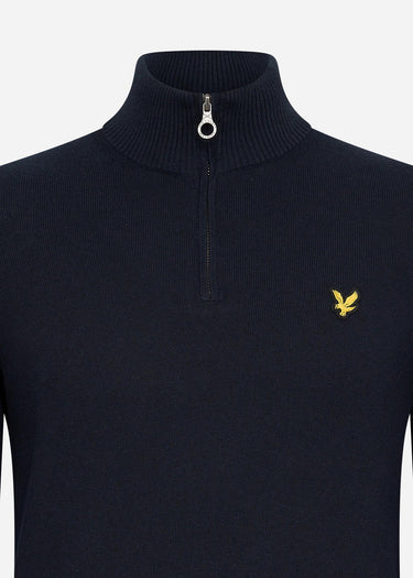 Lyle & Scott Truien Bundle cotton merino quarter zip jumper - jet black - cove - dark navy