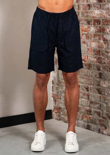 Linen short - dark navy