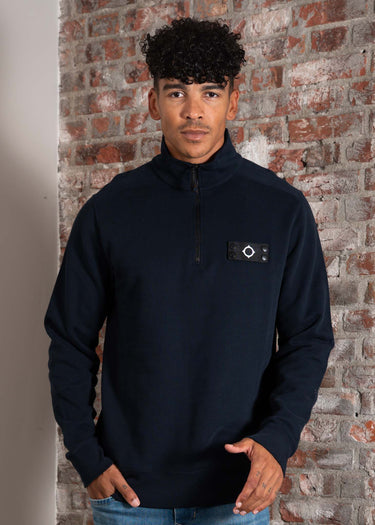 MA.Strum Truien Neo quarter zip sweat - ink navy