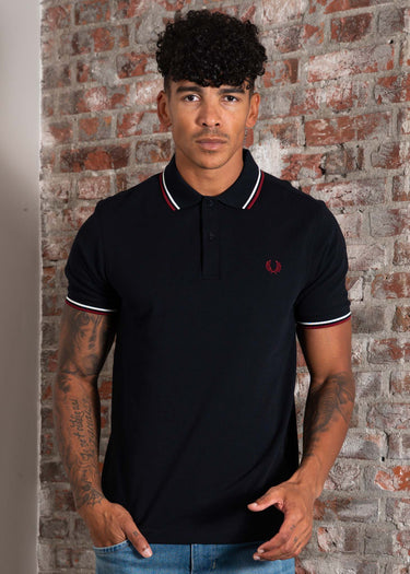 Fred Perry Polo's Twin tipped fred perry shirt - navy snow white burnt red
