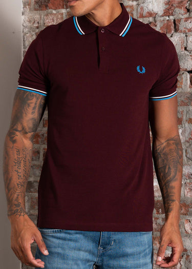 Fred Perry Polo's Twin tipped polo - oxblood ecru court blue