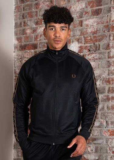 Fred Perry Vesten Contrast tape track jacket - black shaded stone