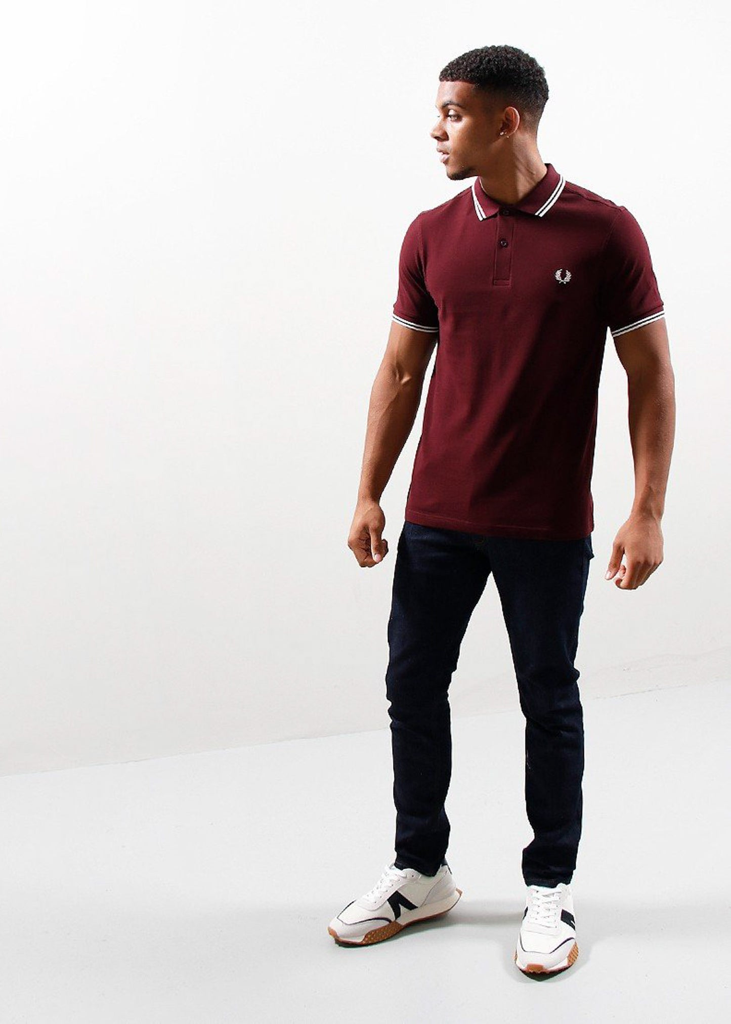 Fred Perry Polo's Twin tipped fred perry shirt - ox blood ecru ecru