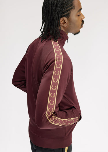 Fred Perry Vesten Contrast tape track jacket - oxblood champagne