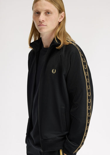 Fred Perry Vesten Contrast tape track jacket - black champagne