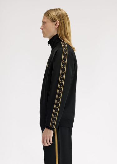 Fred Perry Vesten Contrast tape track jacket - black champagne
