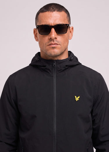 Lyle & Scott Jassen Contrast zip through hooded jacket - jet black gunmetal