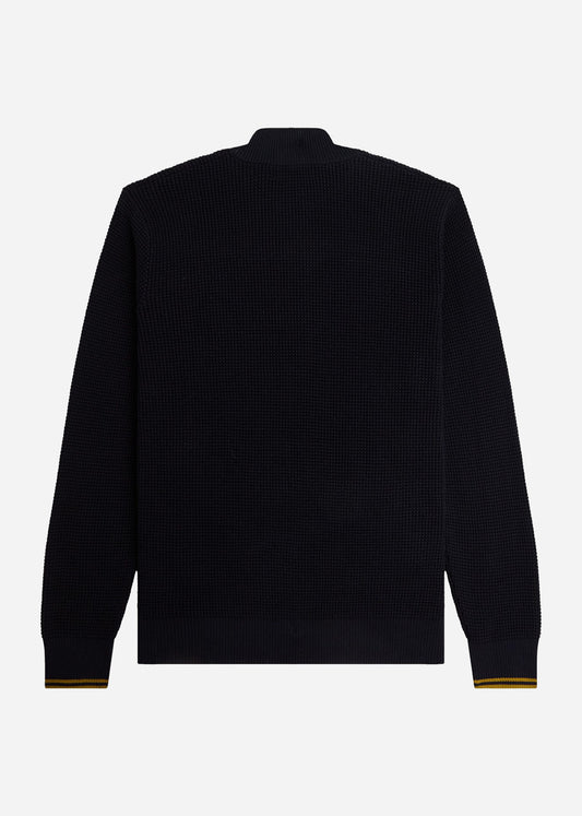 Fred Perry Truien  Waffle stitch half zip jumper - navy 