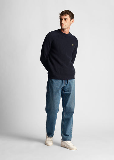 Lyle & Scott Truien  Shaker stitch mock neck - dark navy 