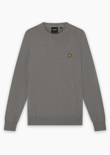 Lyle & Scott Truien Cotton merino crew neck jumper - mid grey marl