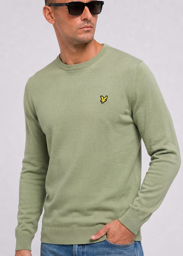 Lyle & Scott Truien Cotton merino crew neck jumper - smoke olive