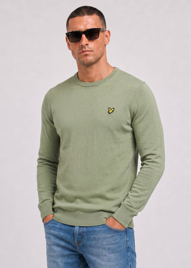 Lyle & Scott Truien Cotton merino crew neck jumper - smoke olive
