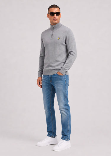 Lyle & Scott Truien Cotton merino quarter zip jumper - mid grey marl