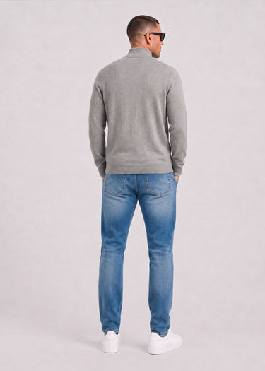 Lyle & Scott Truien Cotton merino quarter zip jumper - mid grey marl