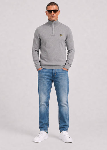 Lyle & Scott Truien Cotton merino quarter zip jumper - mid grey marl