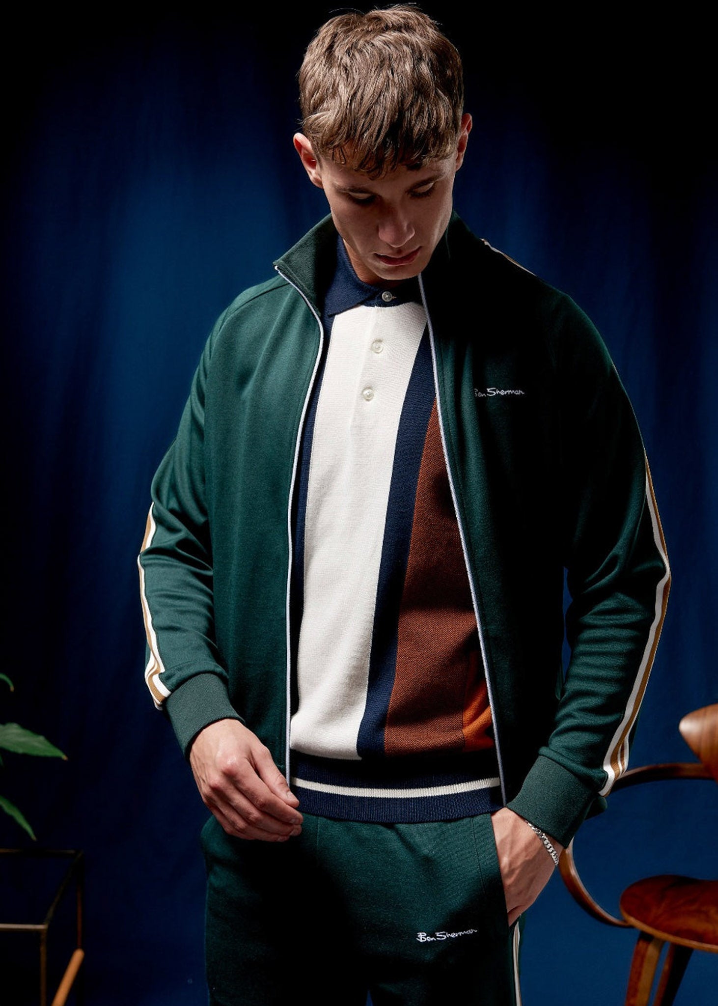 Ben Sherman Vesten  House taped track top - dark green 