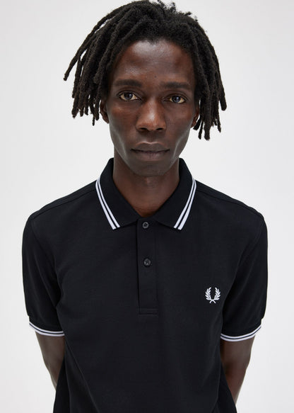 Fred Perry Polo's  Twin tipped fred perry shirt - black white white 