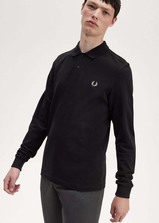 LS plain fred perry shirt - black chrome