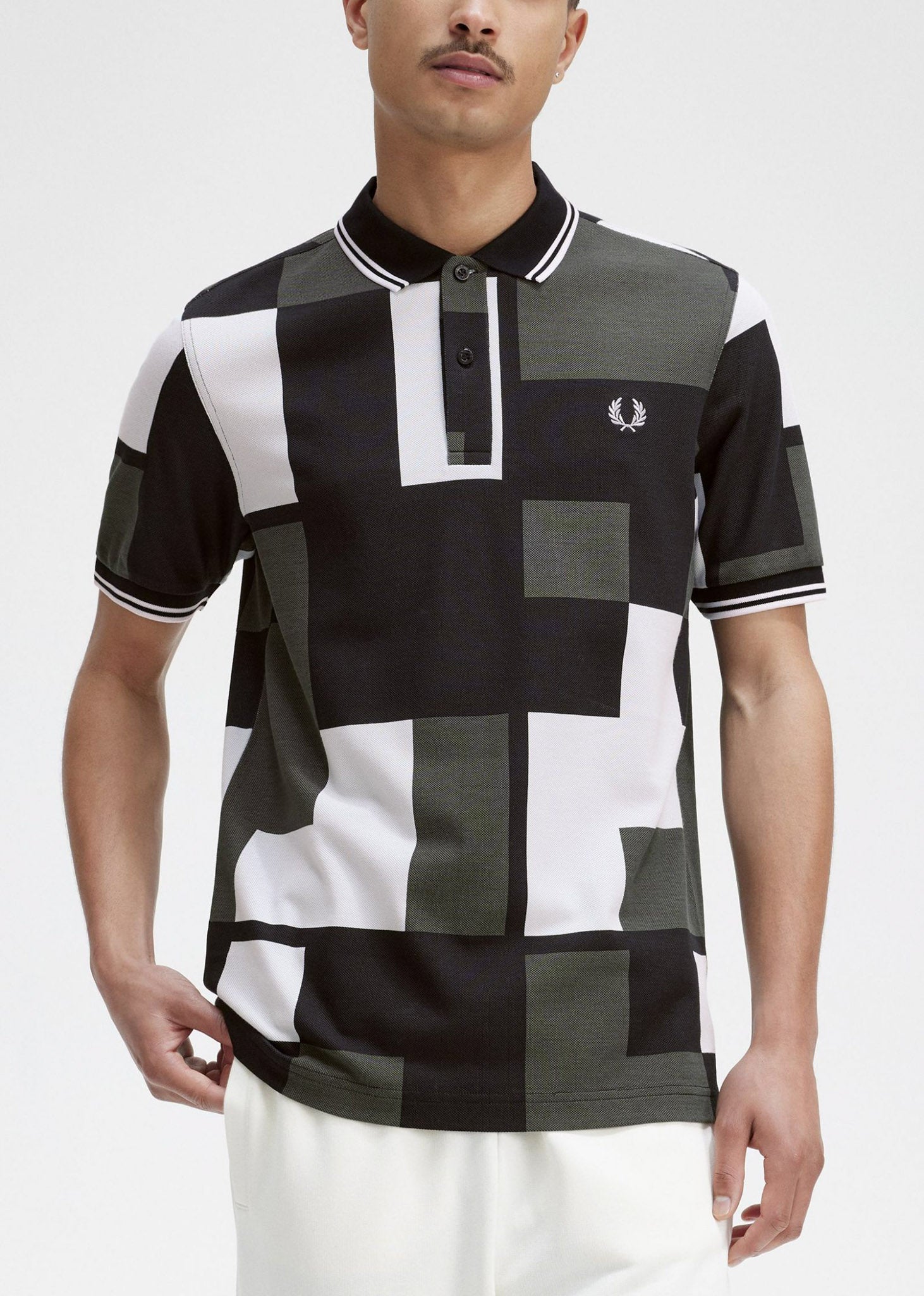 Fred Perry Polo's  Pixel print fred perry shirt - light ice 