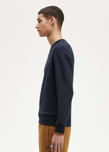 Fred Perry Truien  Crew neck sweatshirt - navy dark caramel 