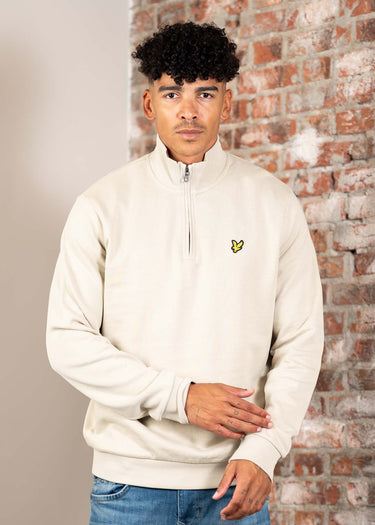 Lyle & Scott Truien Loopback quarter zip sweat - grey taupe