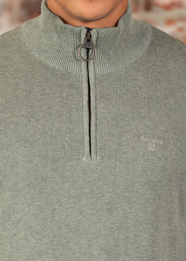 Barbour Truien Cotton half zip knitted jumper - thyme