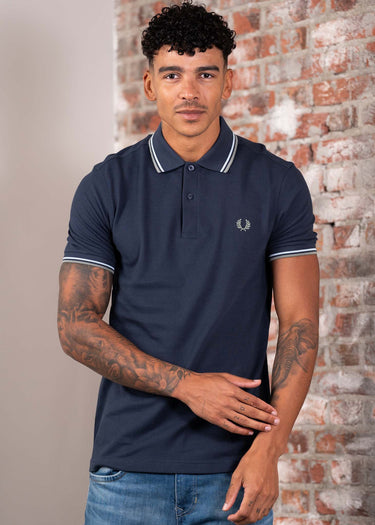 Fred Perry Polo's Twin tipped polo - dark airforce light ice bay leaf