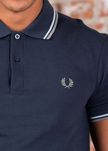 Fred Perry Polo's Twin tipped polo - dark airforce light ice bay leaf
