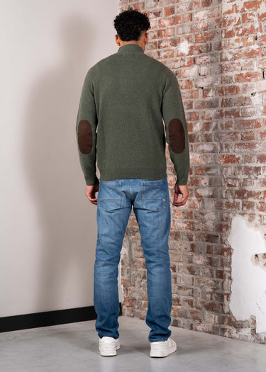 Barbour Truien Essential patch half zip knitted jumper - olive