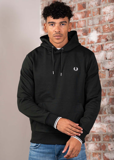 Fred Perry Hoodies Tipped hooded sweatshirt - night green snow white
