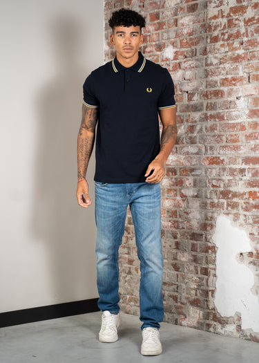 Fred Perry Polo's Twin tipped fred perry shirt - navy ecru honeycomb