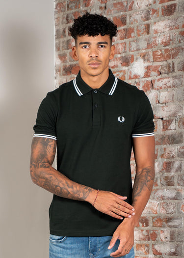 Fred Perry Polo's Twin tipped fred perry shirt - night green snow white snow white