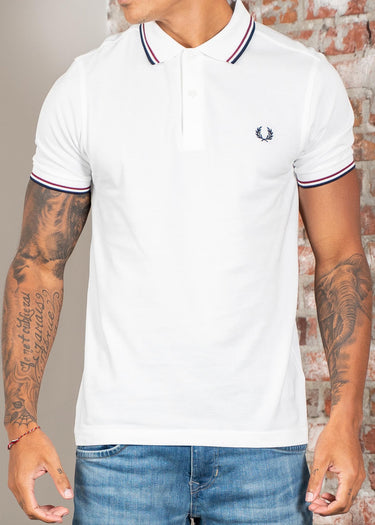 Fred Perry Polo's Twin tipped fred perry shirt - snow white burnt red navy