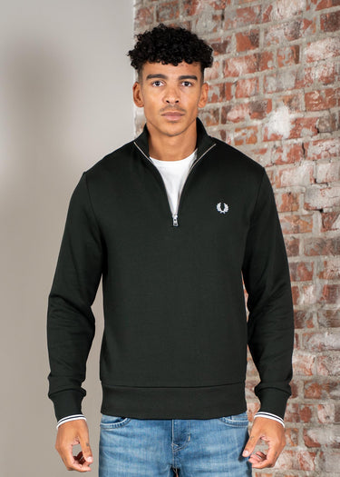 Fred Perry Truien Half zip sweatshirt - night green snow white