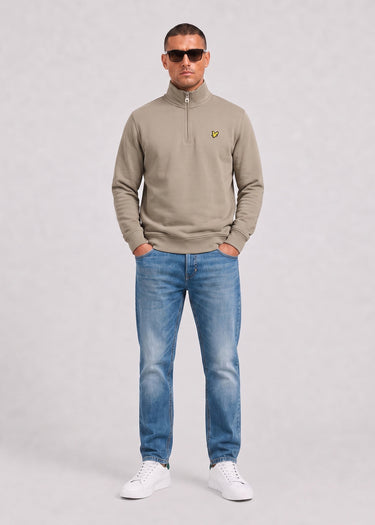 Lyle & Scott Truien Loopback quarter zip sweat - khaki ash