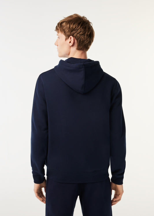 Contrast stripe zip through hoodie - navy blue
