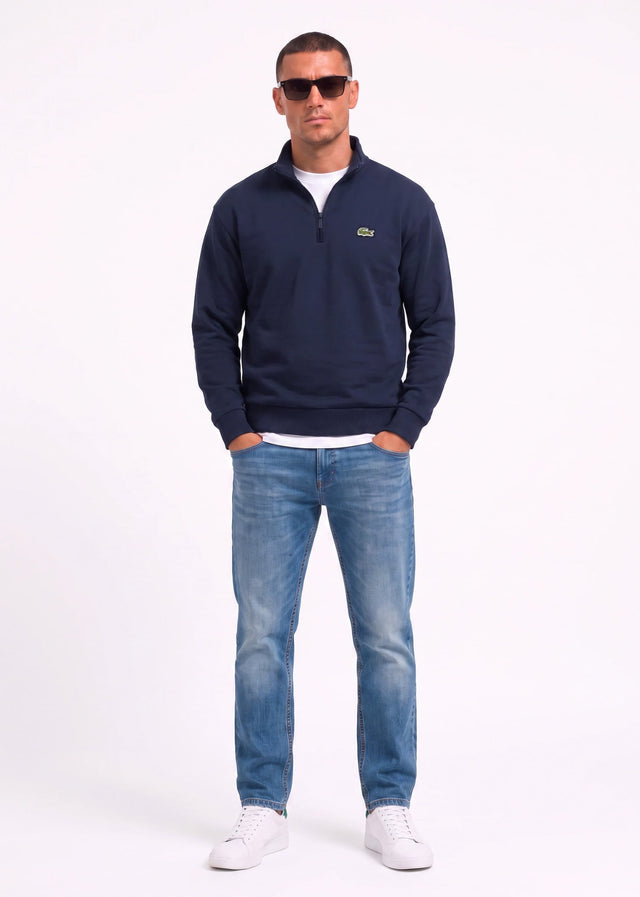 Lacoste Sweaters Quarter zip fleece sweatshirt - navy blue