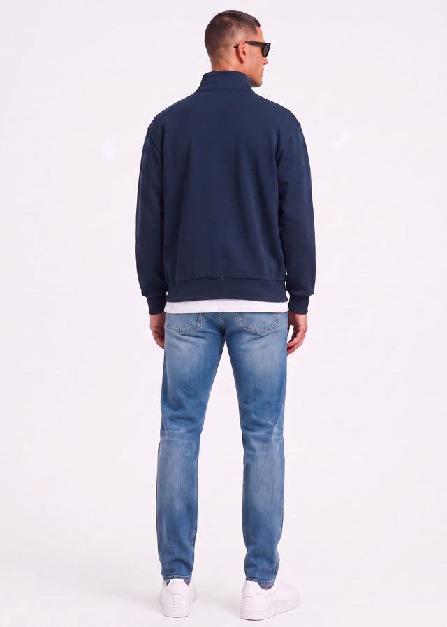 Lacoste Sweaters Quarter zip fleece sweatshirt - navy blue