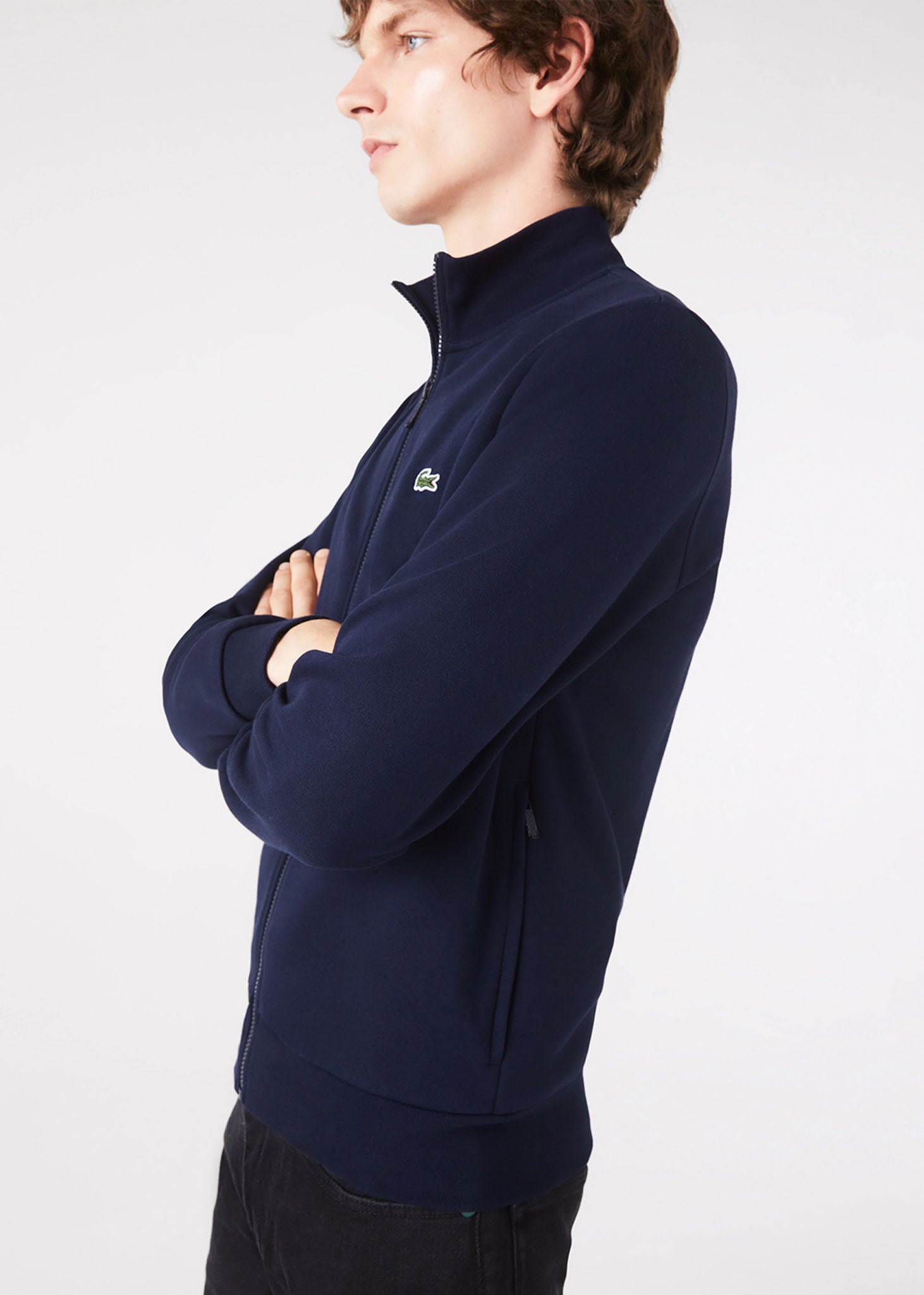 Lacoste Truien  Brushed fleece zip through sweater - Navy 