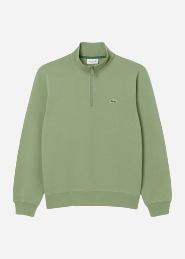 Lacoste Truien High neck zip up fleece sweatshirt - thyme
