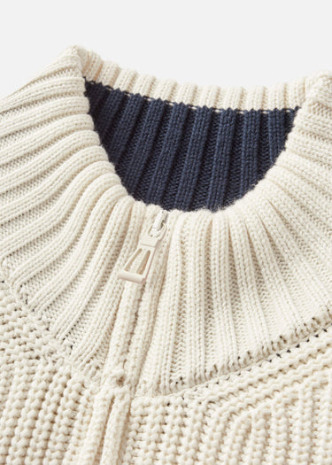 Henri Lloyd Truien Golant quarter zip ribbed knit - ecru