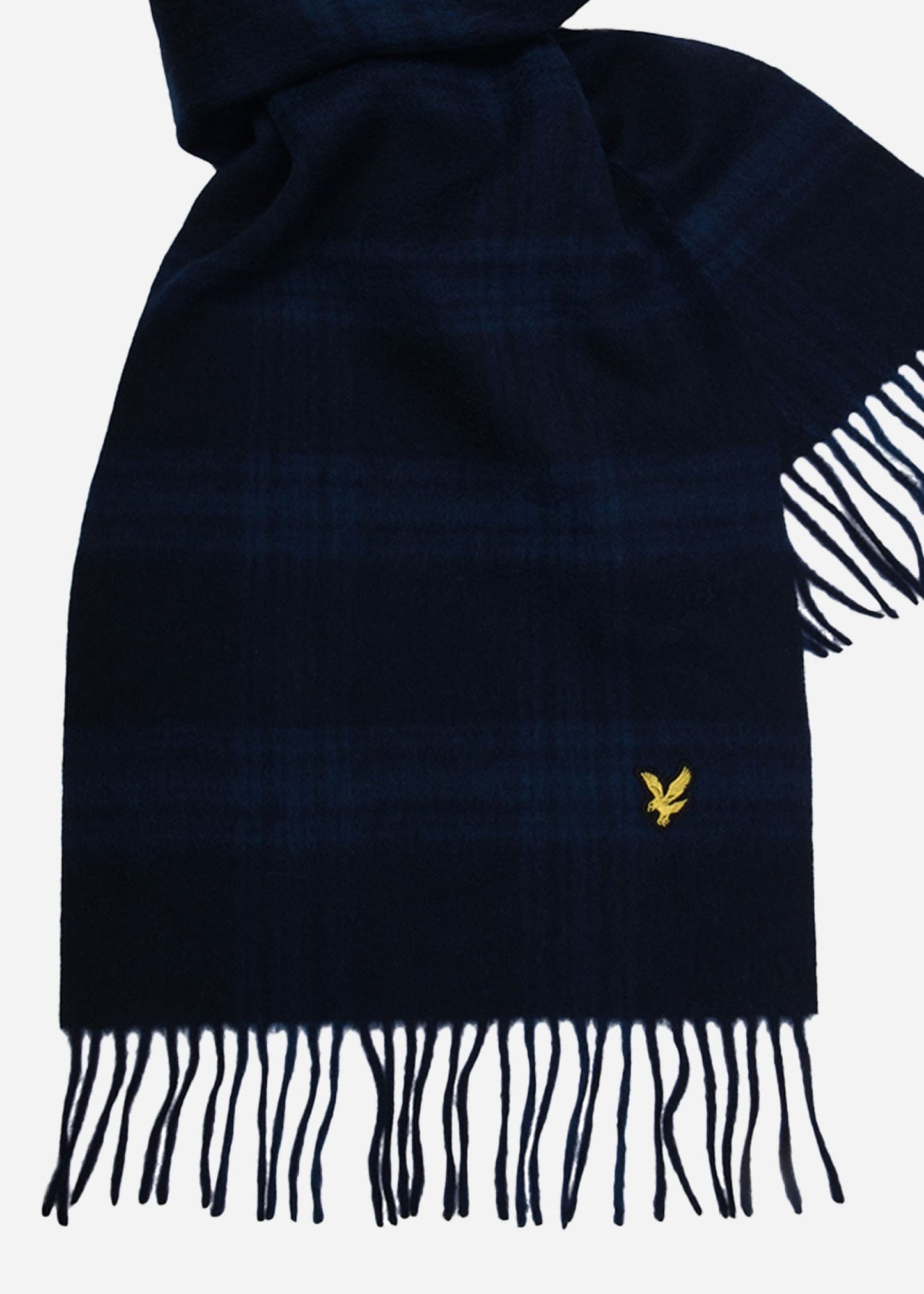 Lyle & Scott Sjaals  Check lambswool scarf - dark navy dark denim 