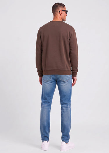 Aquascutum Sweaters Check shoulder crewneck fleece - chocolate