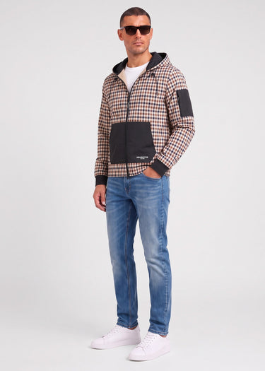 Aquascutum Sweatjacken Check full zip stretch fleece - black